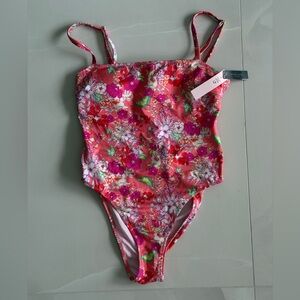 Women Pink Floral One-Piece Swimsuit